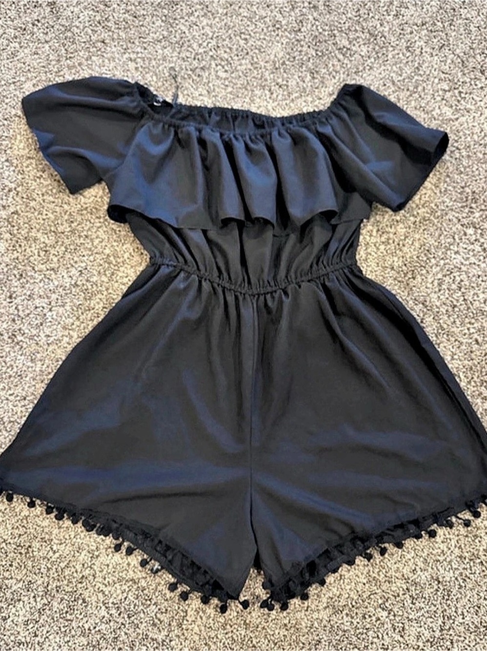 Choies Off-Shoulder Romper in Black Size Large Like New